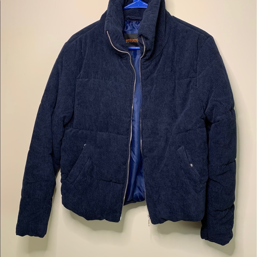 Corduroy puffer crop jacket